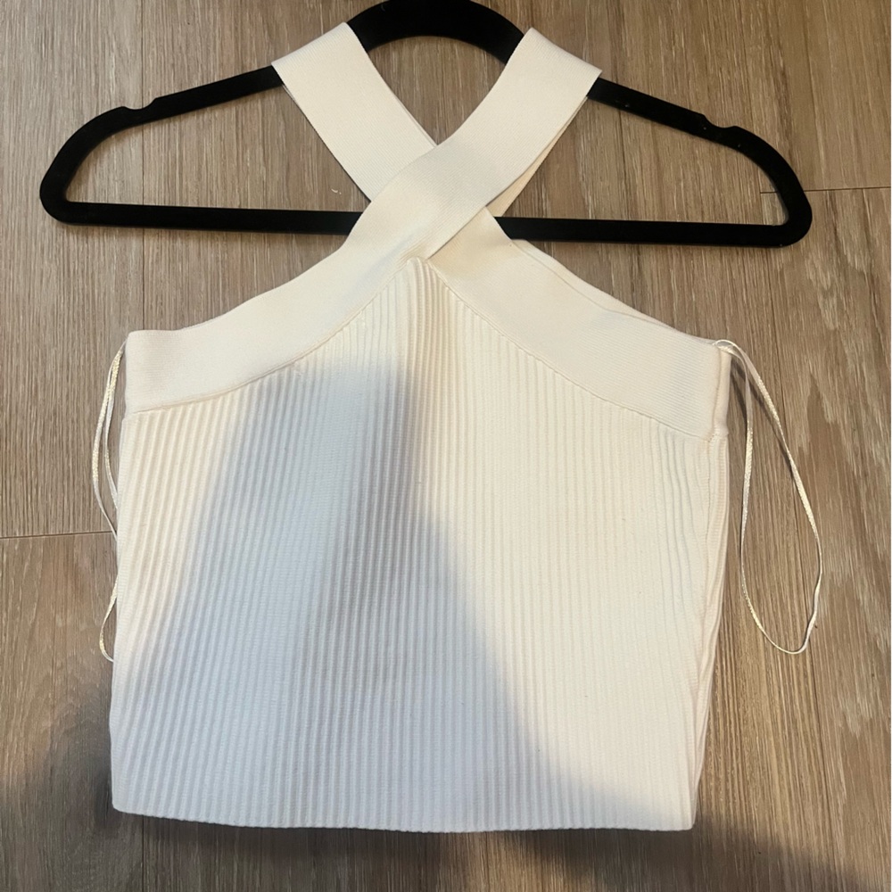 White Ribbed Halter Top